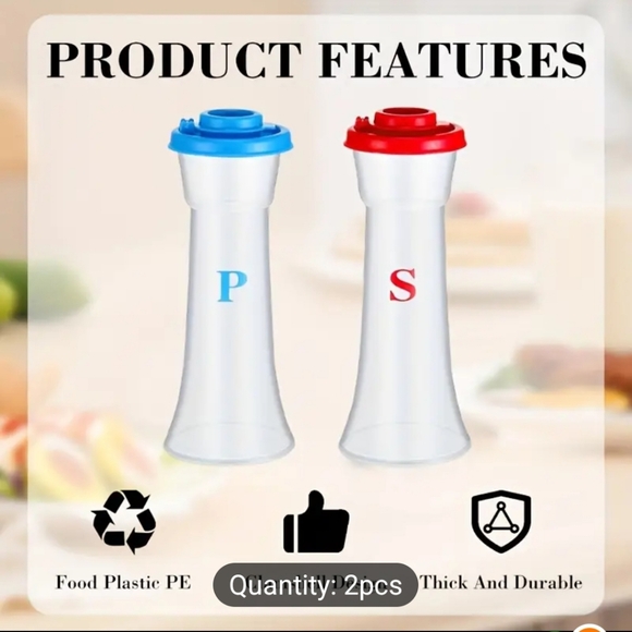 Salt & Pepper Shakers.  Large size.  Moisture Proof Plastic. - Picture 5 of 5